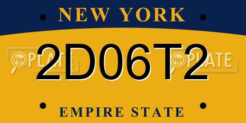 2D06T2 New York License Plate