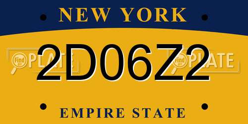 2D06Z2 New York License Plate