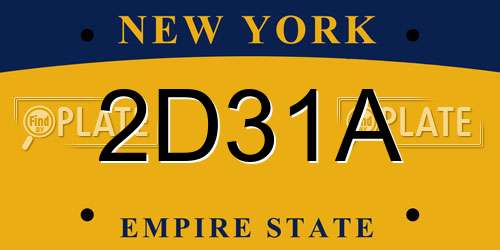 2D31A New York License Plate