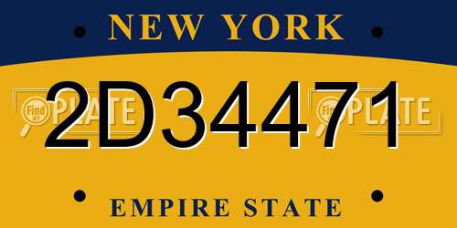 2D34471 New York License Plate
