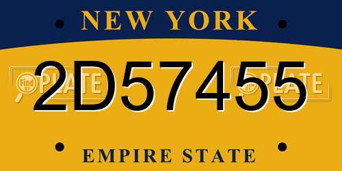2D57455 New York License Plate