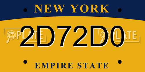 2D72D0 New York License Plate
