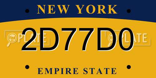 2D77D0 New York License Plate