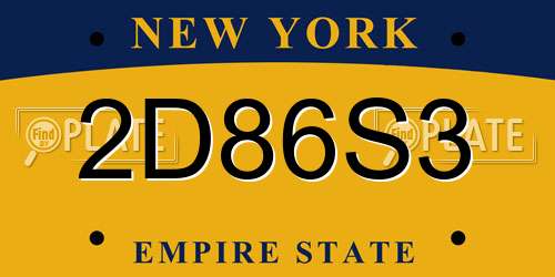 2D86S3 New York License Plate