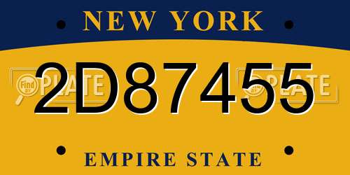2D87455 New York License Plate