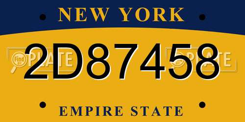 2D87458 New York License Plate