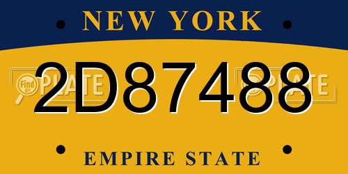 2D87488 New York License Plate
