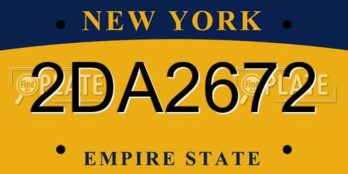 2DA2672 New York License Plate