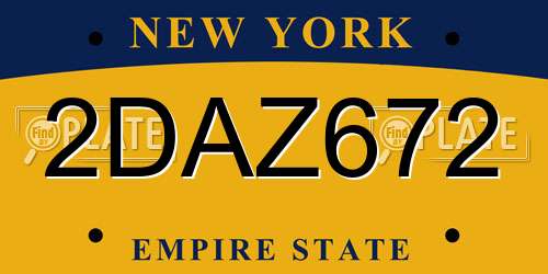2DAZ672 New York License Plate