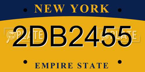 2DB2455 New York License Plate