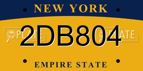 2DB804 New York License Plate