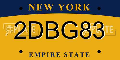 2DBG83 New York License Plate