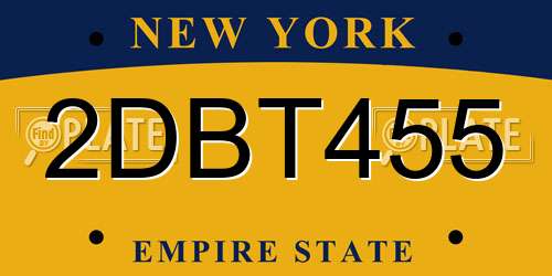 2DBT455 New York License Plate