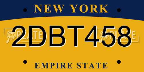 2DBT458 New York License Plate