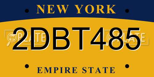 2DBT485 New York License Plate