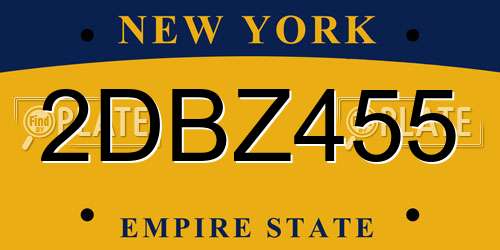 2DBZ455 New York License Plate