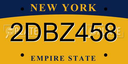 2DBZ458 New York License Plate