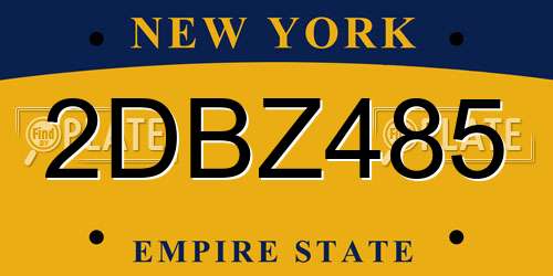 2DBZ485 New York License Plate