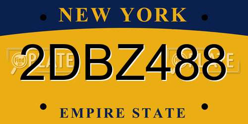 2DBZ488 New York License Plate