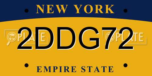 2DDG72 New York License Plate
