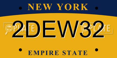 2DEW32 New York License Plate