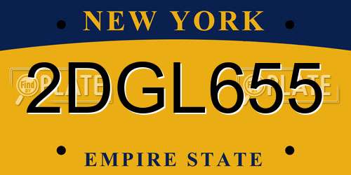 2DGL655 New York License Plate