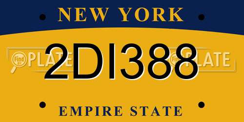 2DI388 New York License Plate