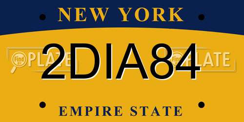 2DIA84 New York License Plate