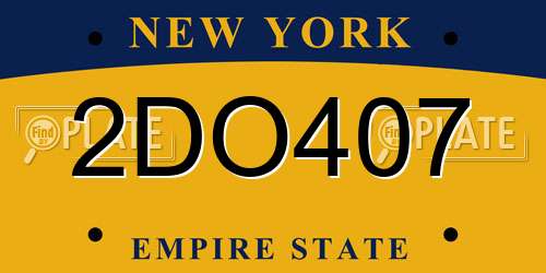 2DO407 New York License Plate