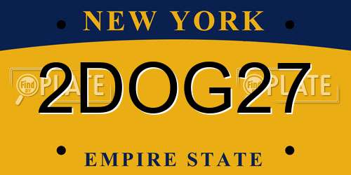 2DOG27 New York License Plate