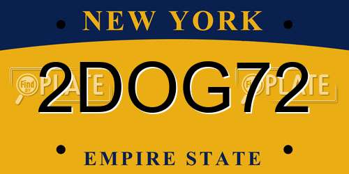 2DOG72 New York License Plate
