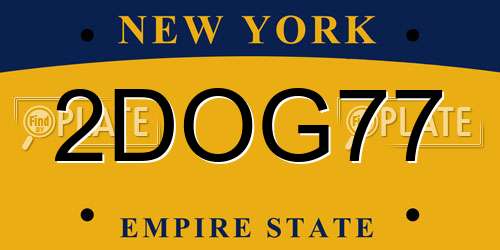 2DOG77 New York License Plate