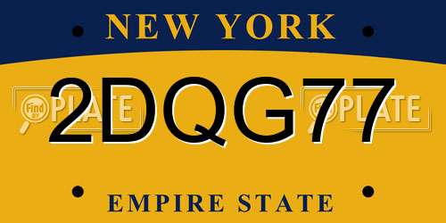 2DQG77 New York License Plate