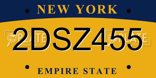 2DSZ455 New York License Plate