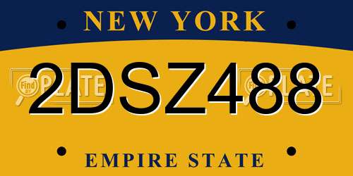 2DSZ488 New York License Plate