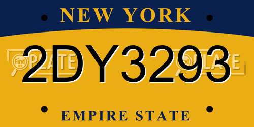 2DY3293 New York License Plate