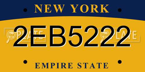 2EB5222 New York License Plate