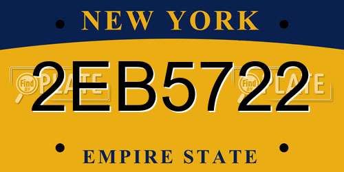 2EB5722 New York License Plate
