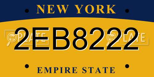 2EB8222 New York License Plate