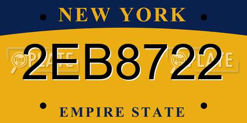 2EB8722 New York License Plate