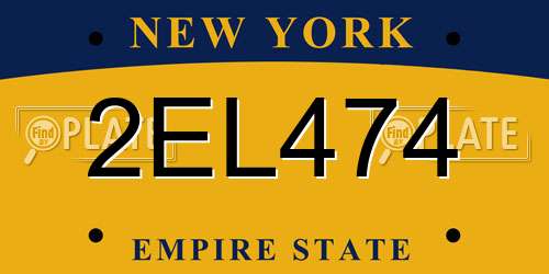 2EL474 New York License Plate
