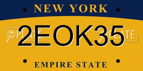2EOK35 New York License Plate