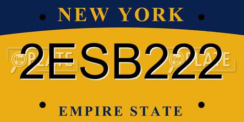 2ESB222 New York License Plate