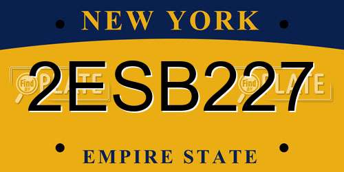2ESB227 New York License Plate