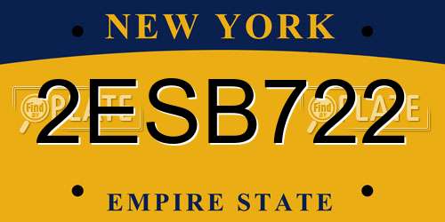 2ESB722 New York License Plate