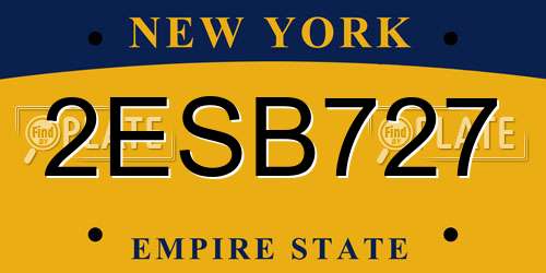 2ESB727 New York License Plate