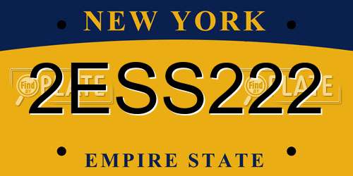 2ESS222 New York License Plate
