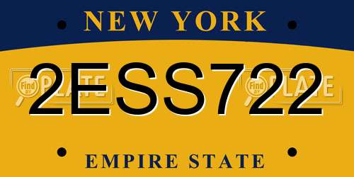 2ESS722 New York License Plate