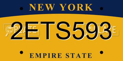 2ETS593 New York License Plate