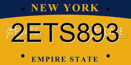 2ETS893 New York License Plate